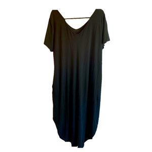 Kanceystore Black Oversized T-Shirt Dress 2X Plus Size Casual Loose Tunic Dress